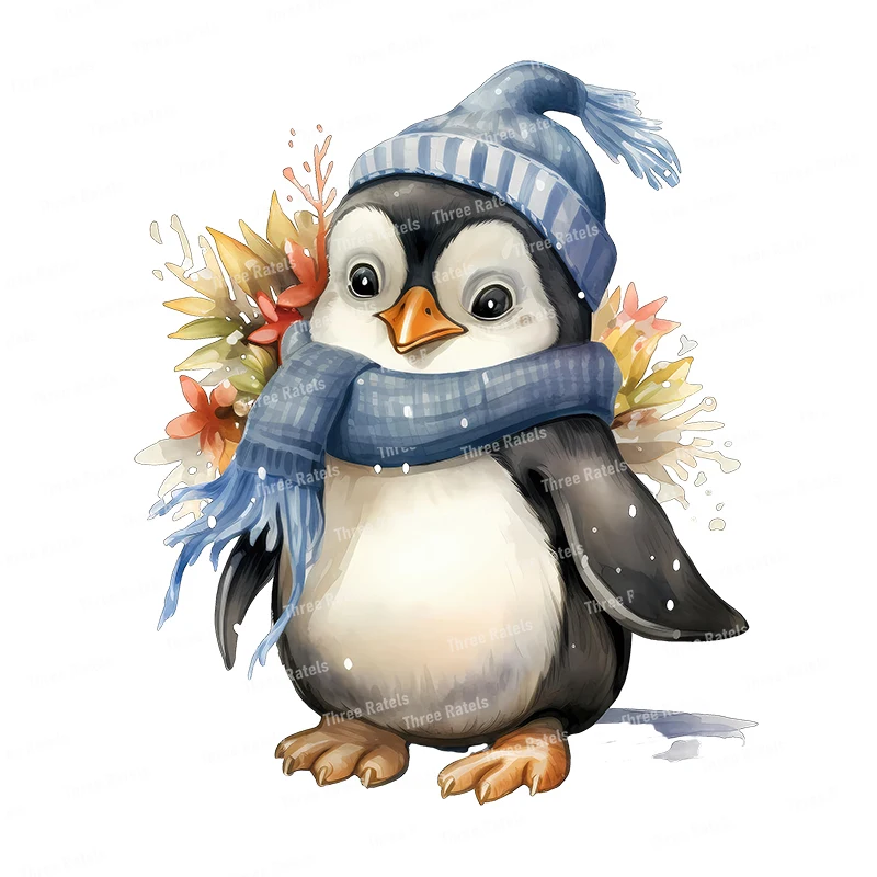 Three Ratels QB32 Cute Penguin Watercolor Animal Art Stickers forkid's Bedroom Decoration Self Adhesive Toilet Stickers