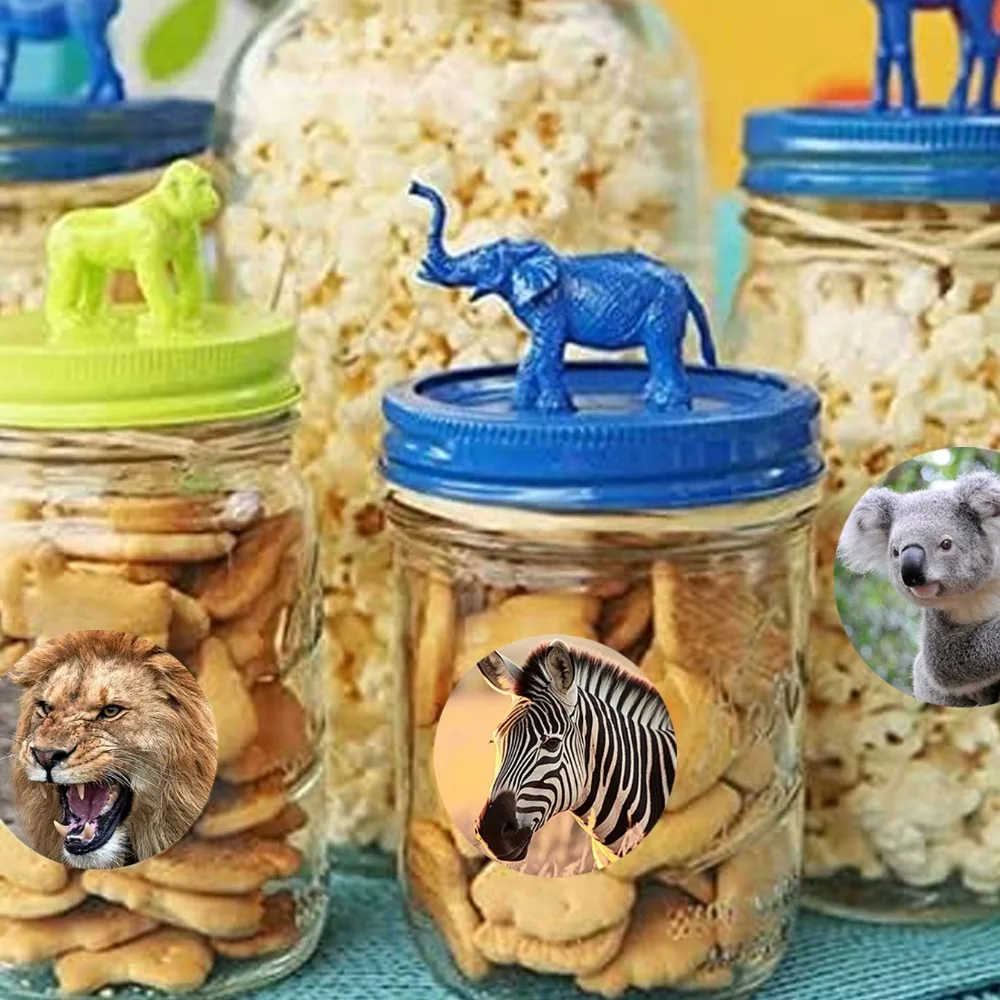 500 uds/rollo de pegatinas de animales, pegatinas de tigre, pegatinas de León, pegatinas de Panda, 8 tipos diferentes de pegatinas de animales
