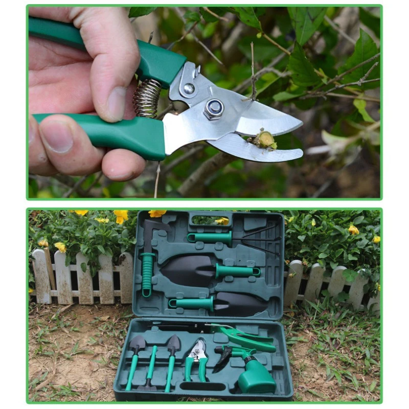 ガーデニングツールセット 衣類ギフトボックス 剪定鋏 シャベル くさもみ スペード 剪定ばさみ 噴霧器 家庭用植物 花 ツールボックス