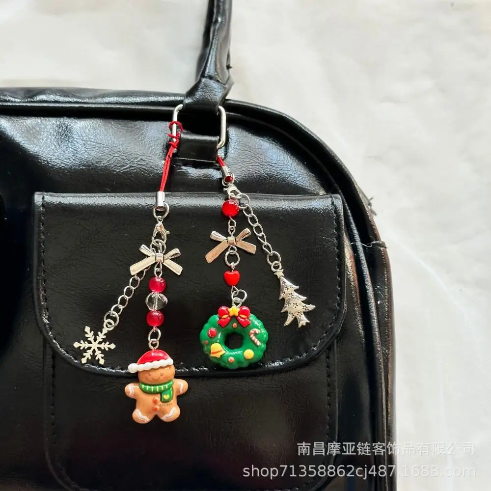 พวงกุญแจโดนัทขนมปังขิงวันคริสต์มาส สายคล้องโทรศัพท์มือถือ สายคล้องกระเป๋า ของตกแต่งแขวน สายคล้องกล้อง ของขวัญเทศกาลสำหรับเพื่อน
