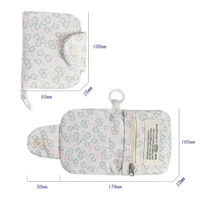 Bolsa de moedas fofa para estudante, carteira floral simples, porta-cartão para meninas, bolsa de armazenamento portátil pequena, moda coreana, 1 pc