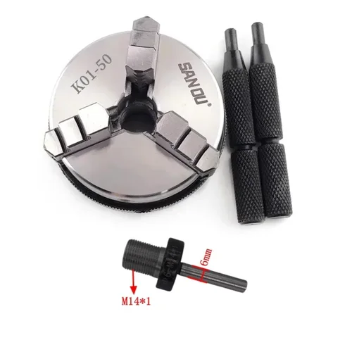 Imagen 1 del producto Sanou K01-50 Portabrocas de torno de tres mordazas, M14 * 1 para K01 50 Mini herramientas de torno de madera y Metal DIY biela