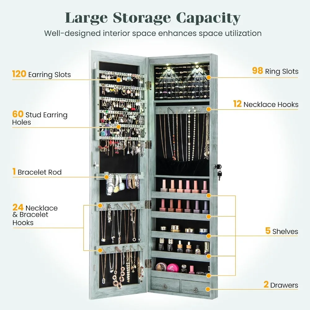 Wand- oder türmontierter Schmu – Full Length Mirror Jewelry Armoire Bewertung und Preis
