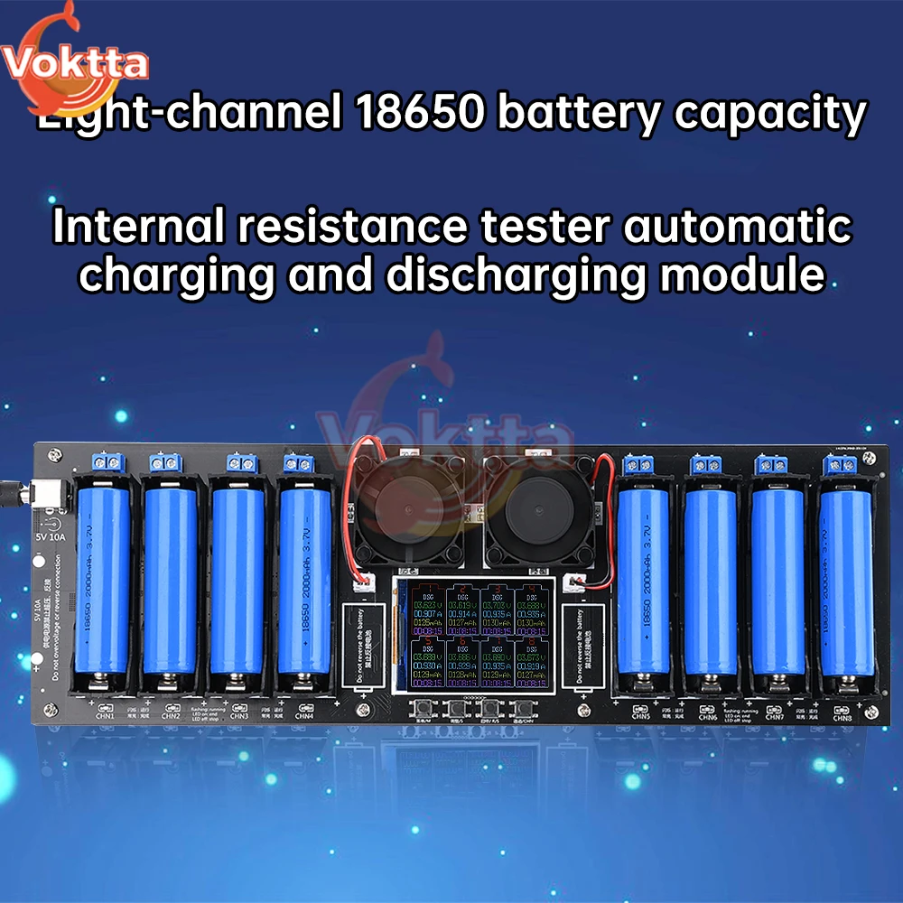 bateria de litio automatica capacidade tester resistencia interna carregamento porta dc canais mah mwh 18650 01