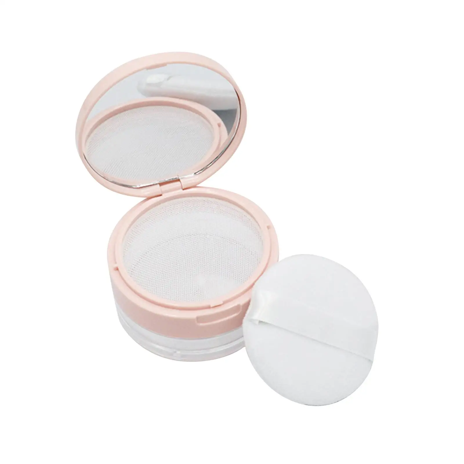 Caja de soporte para polvo de maquillaje reutilizable, estuche compacto vacío de 20g con tapa abatible, espejo y soplo para polvos faciales sueltos