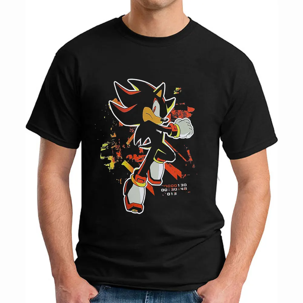 

Sonic The Hedgehog Shadow Character Paint Mens Black Graphic Tee Short Sleeve T-Shirt 0308 Cartoon Game Apparel All size tops