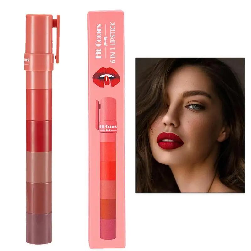 Long Lasting Lipstick 6 In 1Matte Lipstick For Women Long Lasting Waterproof Velvet Lip Makeup Gift Sets For Girls And Women