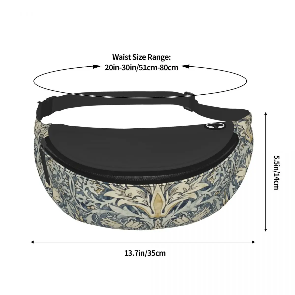 William Instability Snakeshead Pattern Fanny Bag, Crossbody, Waist Pack, Vintage Textile, Travel, Hiking, Phone, Money Powder, Men and Women