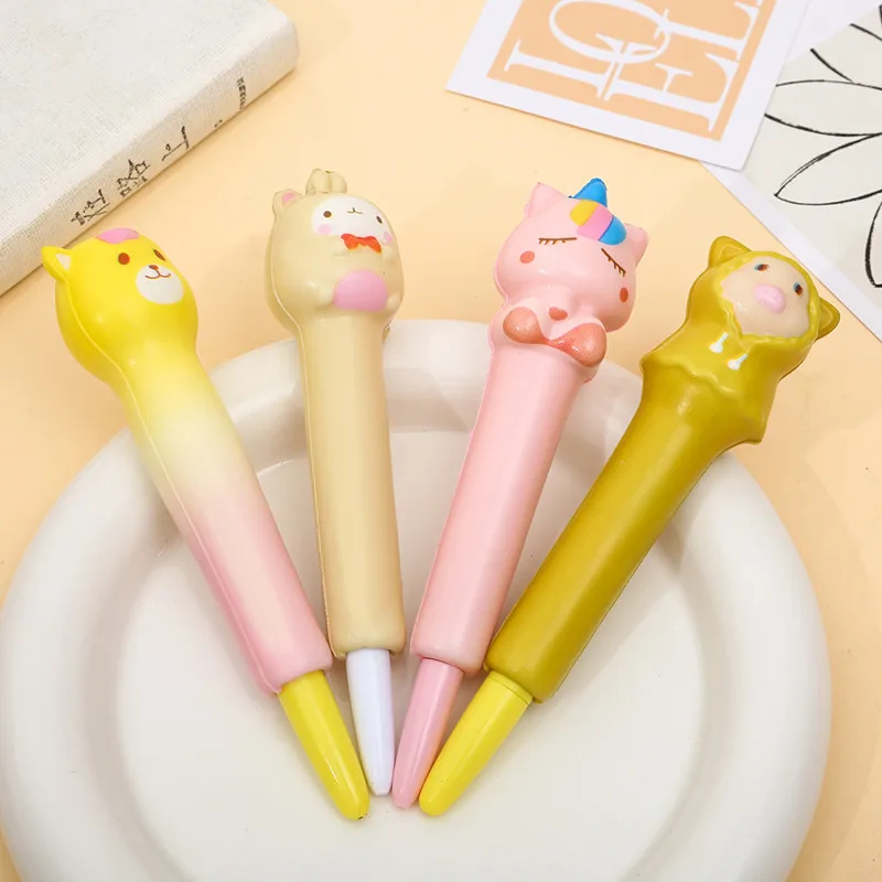 

24 pcs/lot Kawaii Pig Rabbit Unicorn Decompression Gel Pen Cute 0.5 mm Black Neutral Pens School Office writing Supplies