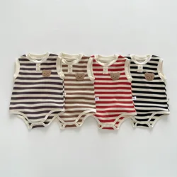 New 2023 Summer Sleeveless Knit Bodysuits Infant Baby Girls Boys One-pieces Kids Newborn Clothes- Ideal for Outdoor Activities