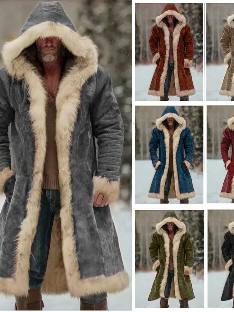 

Men's Warm Coat Thiened Autumn Winter New European Size Medium Length Big Coat Faionable Urban Sle Daily Wear Long Coat