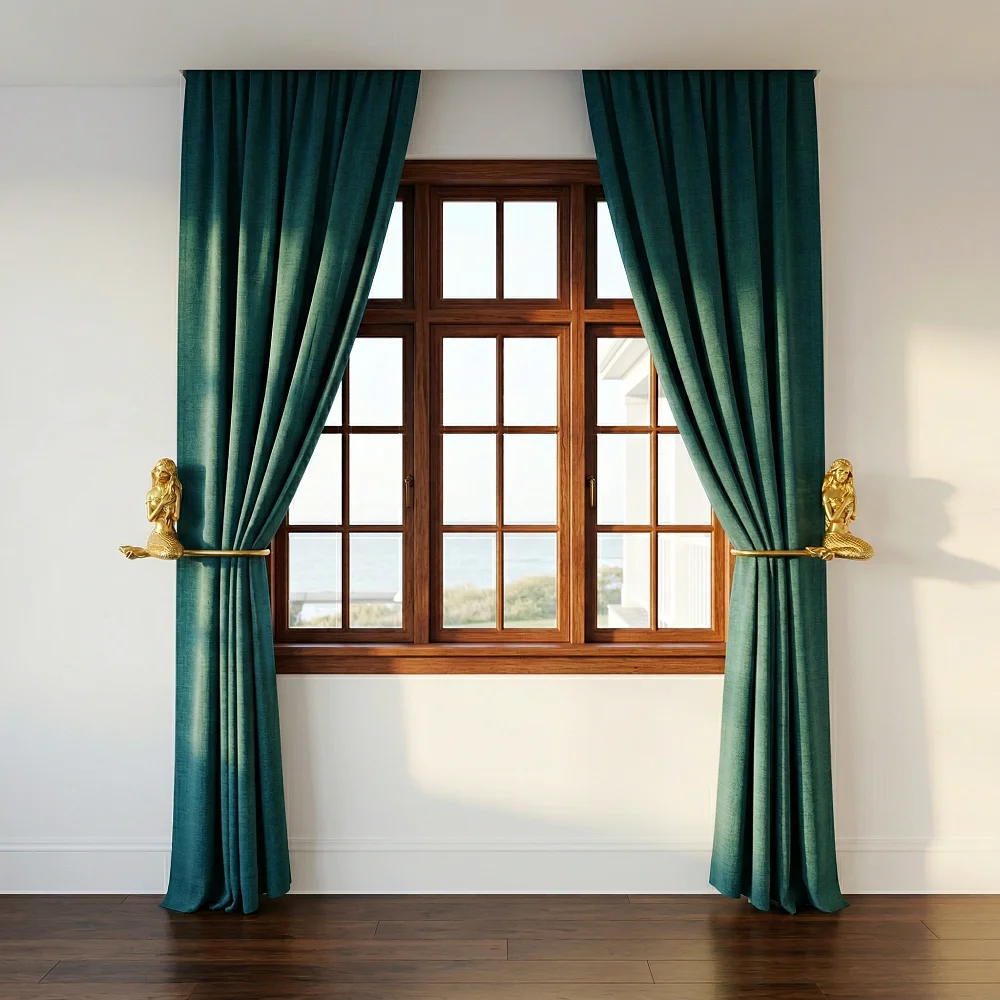 2Pcs/Nordic style tree leaf shaped curtain hook, no tie, large U-shaped wall hook, living room villa curtain fabric wall hook