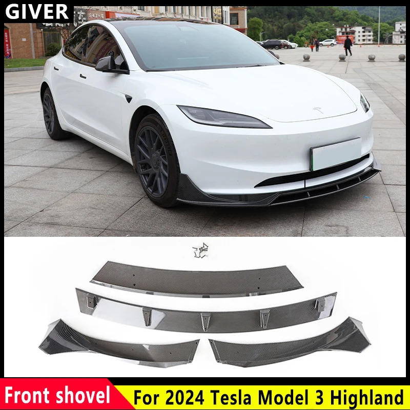 

4 PCS For 2024 Tesla Model 3 Highland Deflector Bumper Guard Trim Cover Modified Front Sports Spoiler Body Kit car Accessories