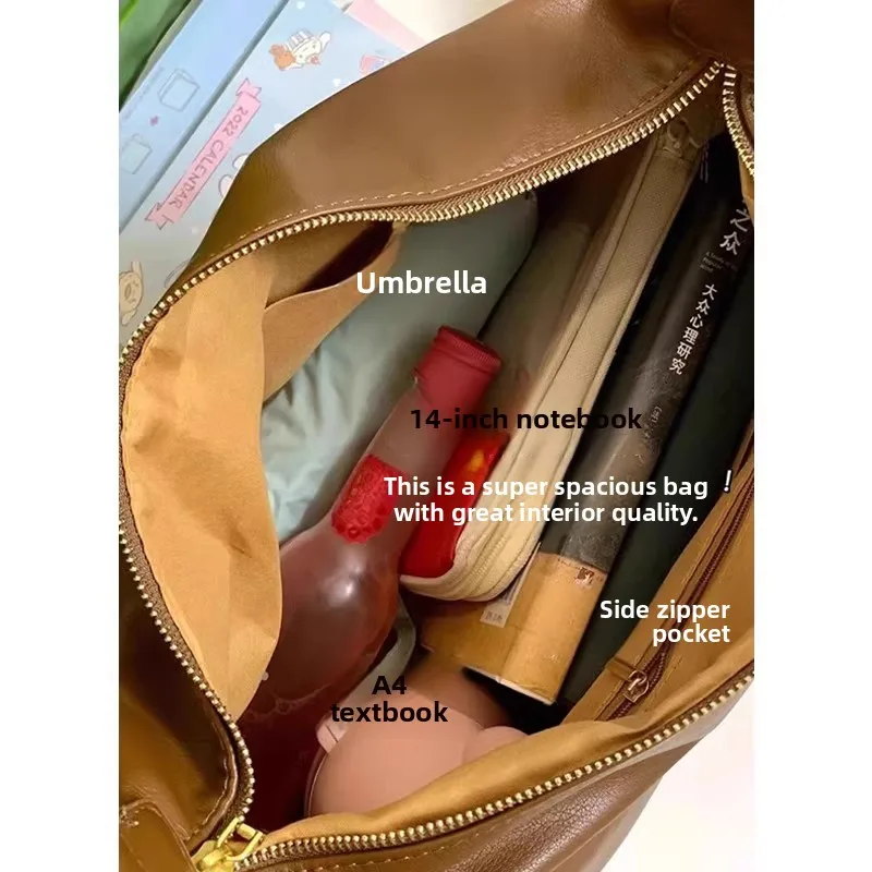 

Large Capaci Soft Leather Tote Bag Crossbody Bag for Women Commuting oulder Bag Trendy Sle Pure Color Busin Use