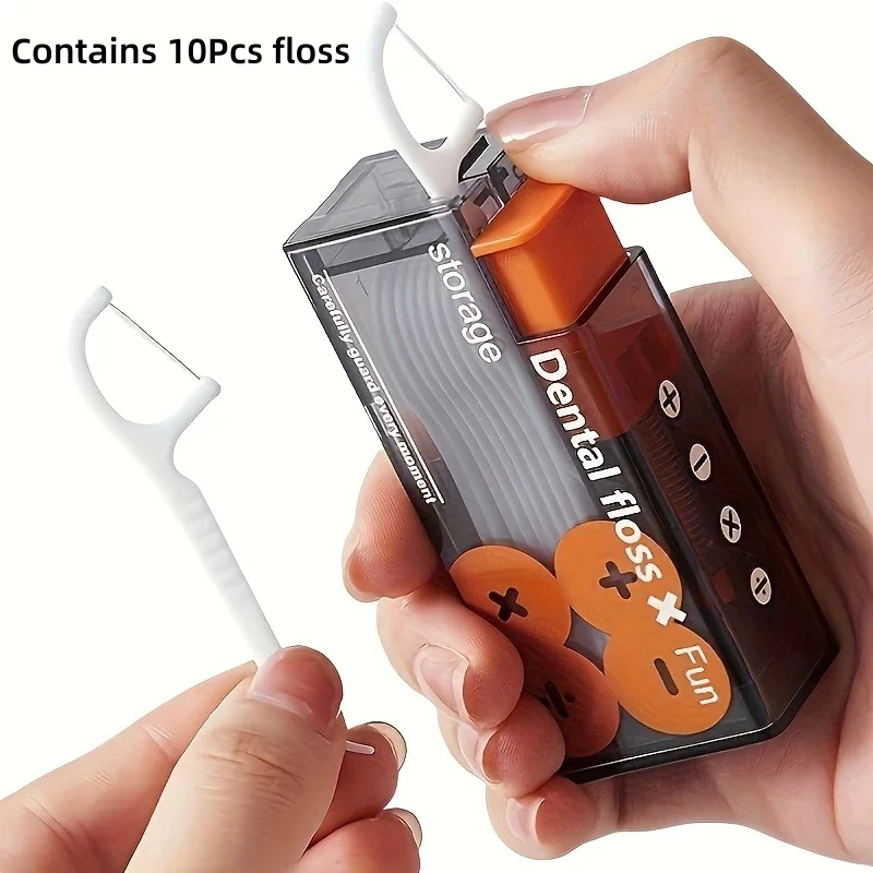 

Automatic Pop-Up Dental Floss Storage Box Dispenser with 10Pcs Floss Portable Toothpick Holder Dental Oral Hygiene Care Clean
