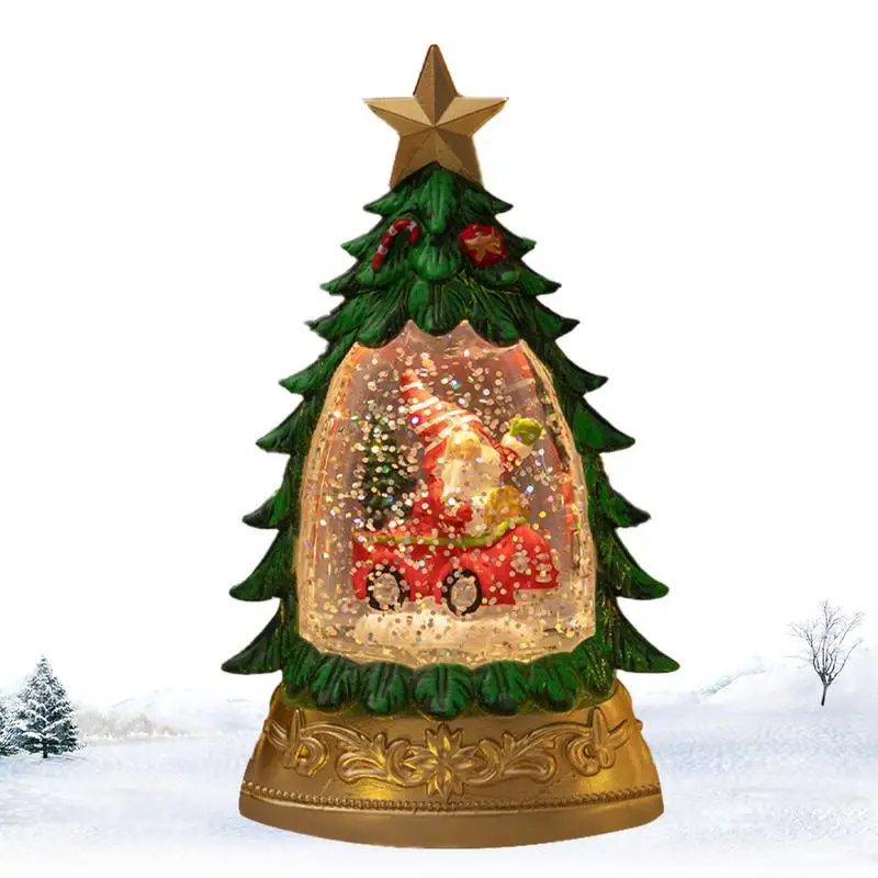 Christmas Snow Globe Lantern Christmas Tree Shape Snow Globe Water Lantern Battery Operated Lighted Lantern For Home Decoration