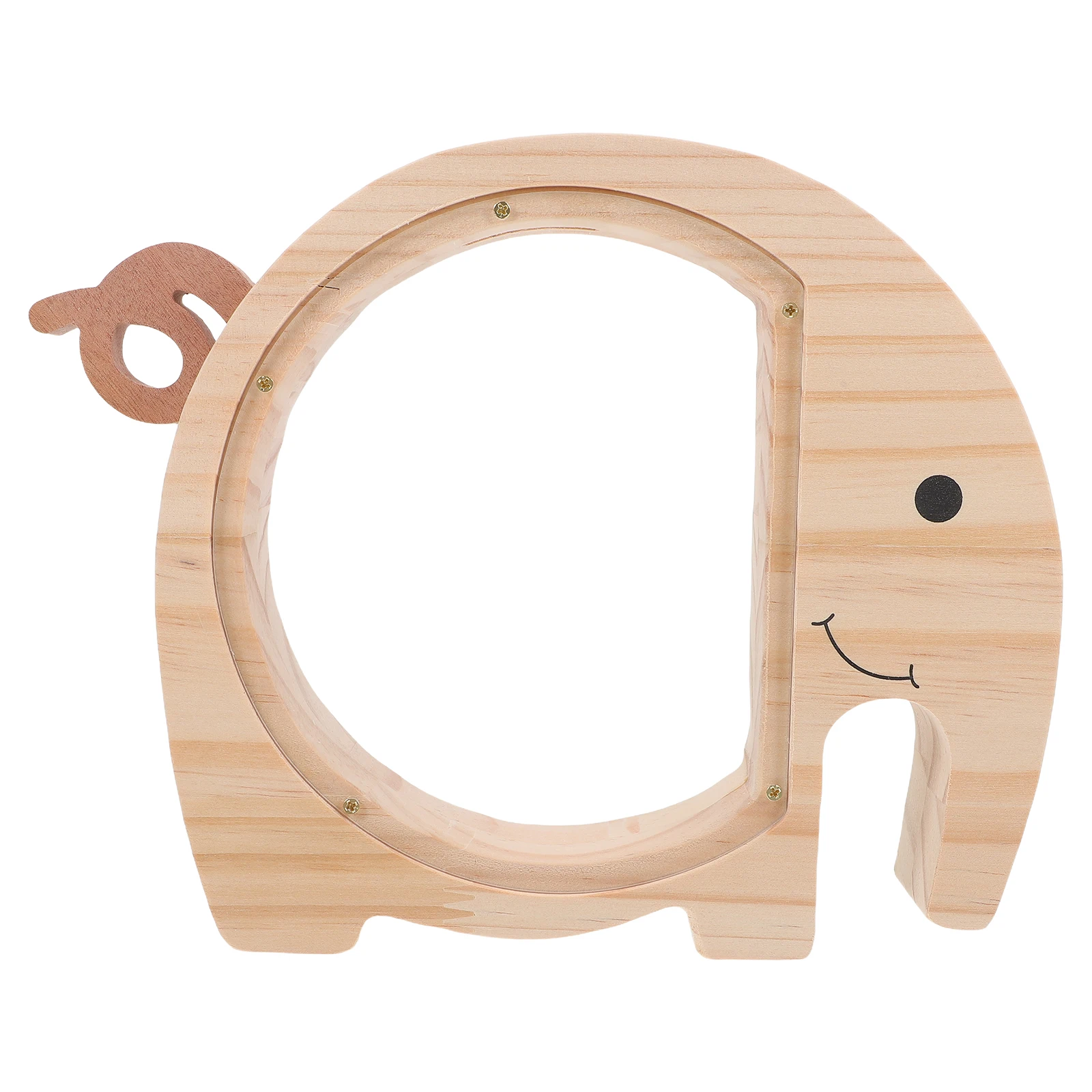 Drewniany skarbonka w kształcie słonia dla dzieci, przezroczysta akrylowa skarbonka na monety, kreatywna skarbonka, urocza skarbonka w kształcie zwierzątka, na biurko do pokoju dziecięcego.