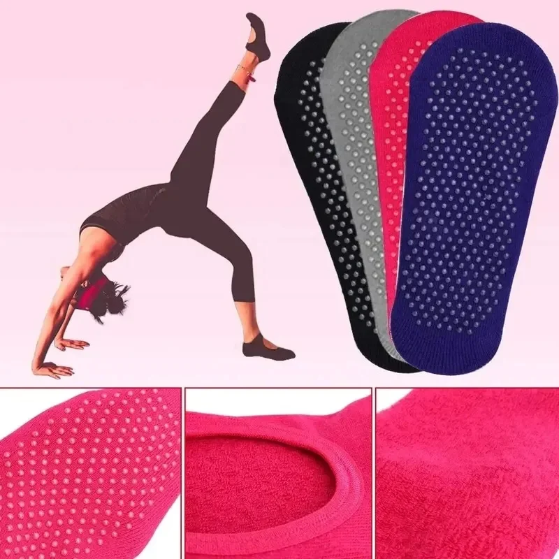 1-3pairs Backless Non-slip Fitness Yoga Socks Cotton Women Sport Pilates Socks Ballet Dance Slippers Barefoot Sock Workout