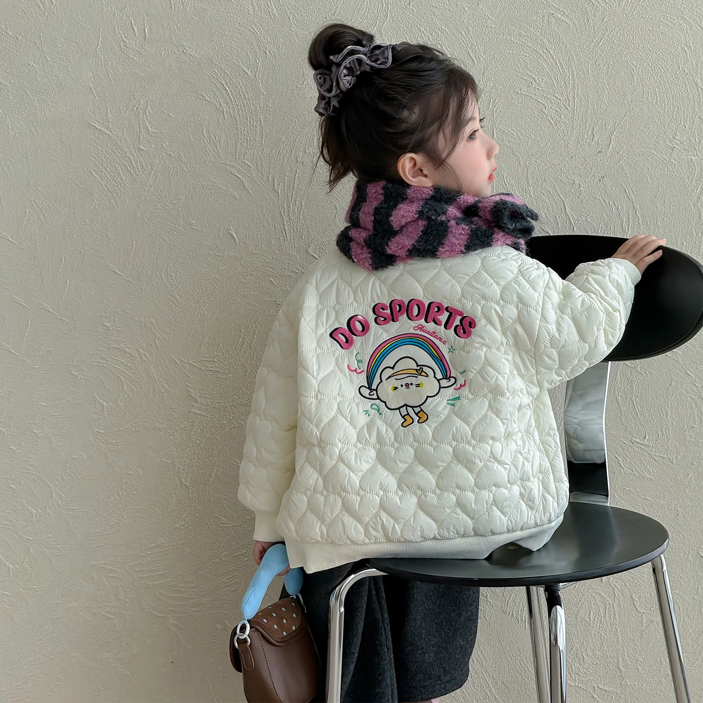 

Winter Children Girls Parkas Cotton Padded Embroidery Kid Babys Girls Outerwear Coat Cartoon Quilted Toddler Little Girls Jacket