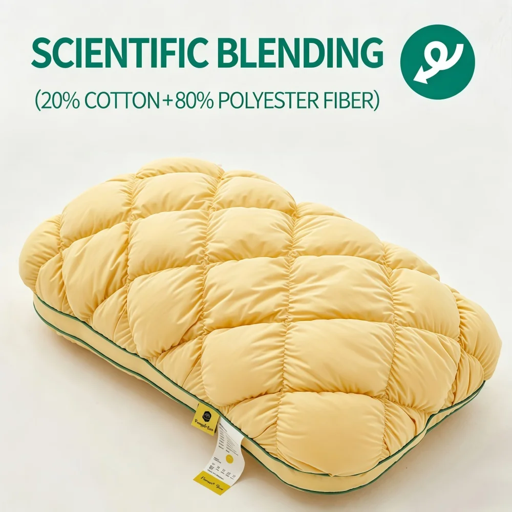 1Pcs Mellow Sleep Pillow Puff, Pineapple Bun Fluffy Quilted Bed Pillow for Soft Sleeping Cushion for Home Bedroom Hotel Bed Dorm