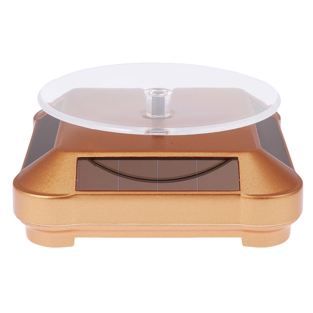 Rotating Jewelry Display Stand Solar Powered Turntable 360 Degree Revolving Shelf for Retail Advertising