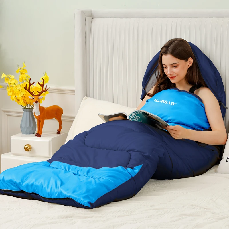 حقيبة نوم للخريف والشتاء للبالغين، خفيفة الوزن للاستخدام الفردي في الهواء الطلق، لحاف سميك ثنائي الغرض للنظافة #4