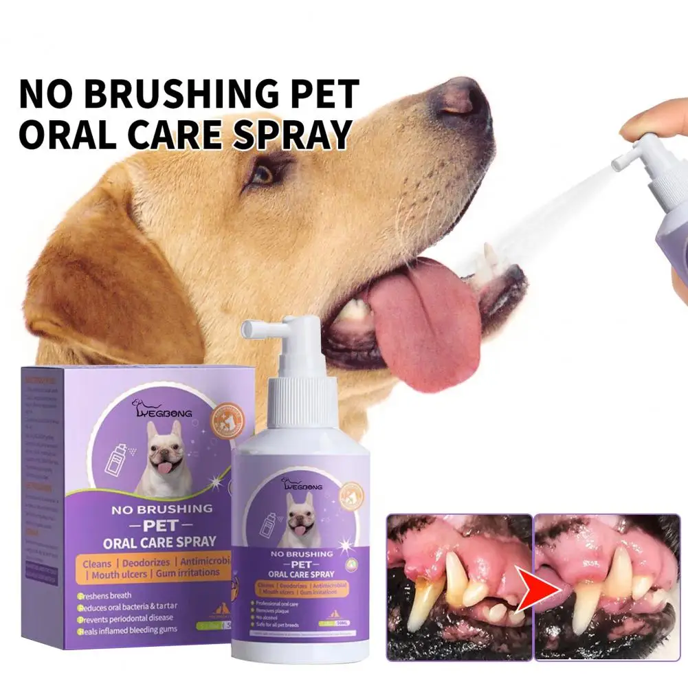 50ML Practical Cat Oral Spray Portable Compact Mild Pet Cat Dog Dental Cleaning Spray  Pet Oral Deodorant Clean