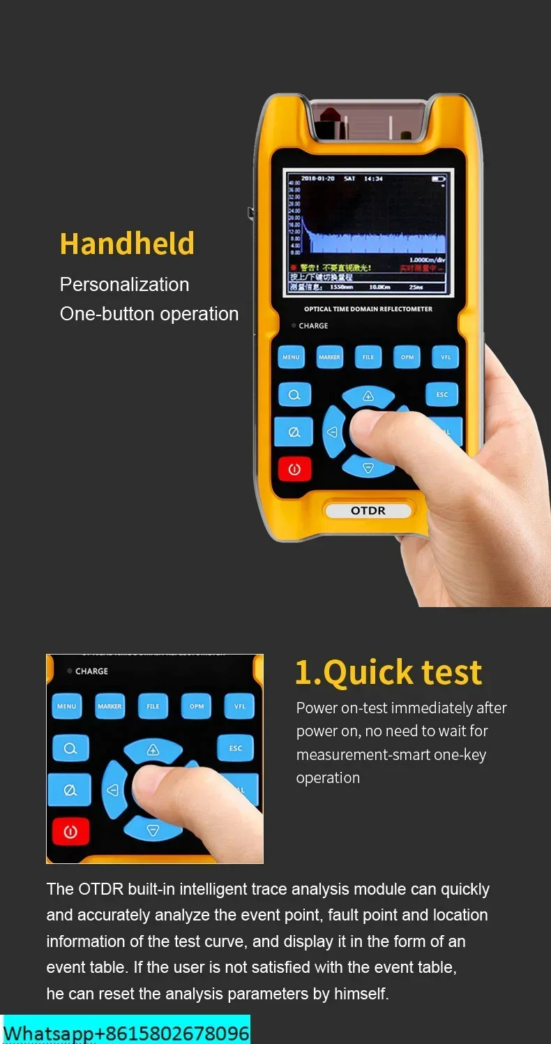 Signalfire MINI OTDR ZS1000-A Test fibra 100KM Riflettometro ottico dominio del tempo