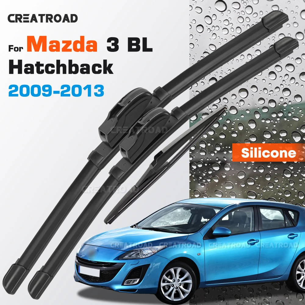 

Silicone Wiper Blades Fit For Mazda 3 BL Hatchback 2009 2010 2011 2012 2013 Coated Windshield Wipers 24"+19"+14"