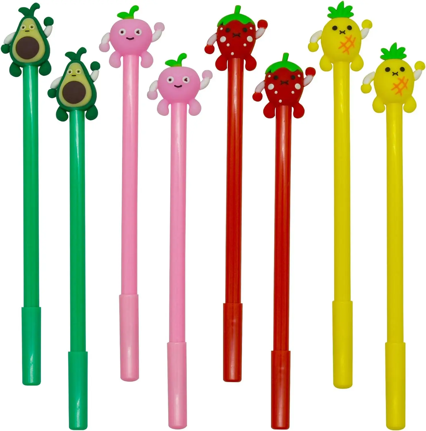 Fruit Shaped Ballpoint Pens Set Cute Kawaii Strawberry Pineapple Avocado for Girls School Kids Office School Supplies