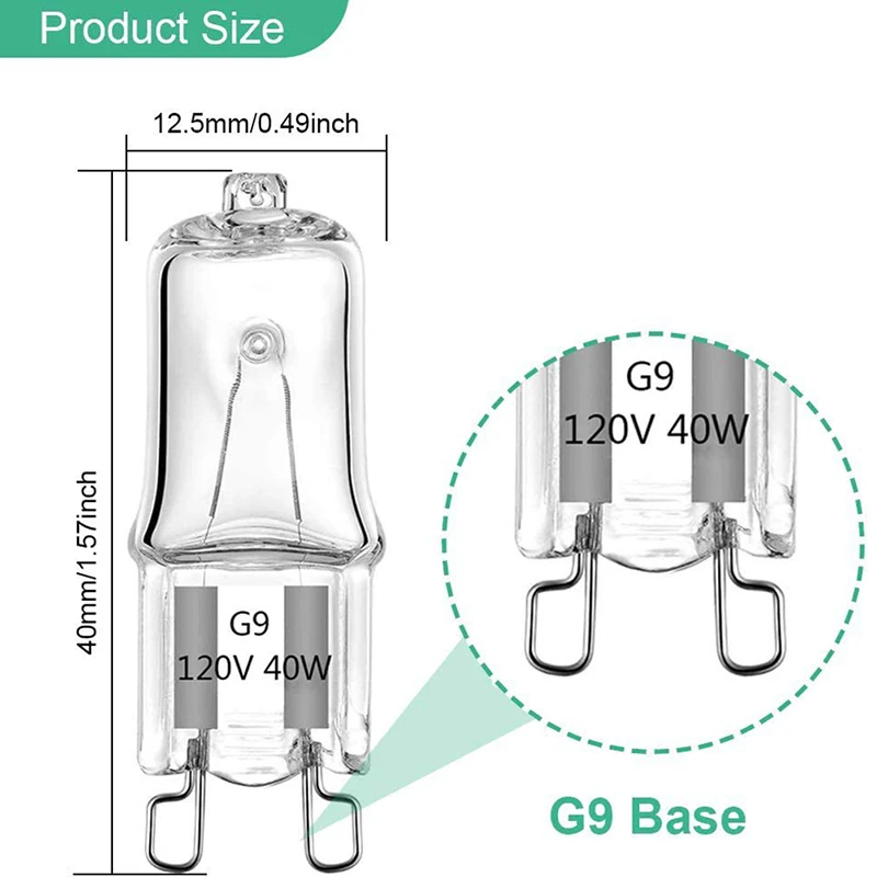 1 buah lampu Oven 40W G9 tahan suhu tinggi lampu bohlam Halogen untuk kipas kulkas Oven