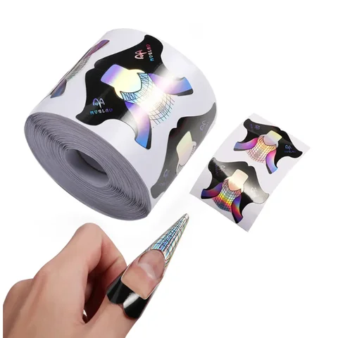 100Pcs Nail Paper Extension Stencil Forms Stickers Holder for Gel Acrylic Tips Builder French Nail Form Tip False Nails Art Tool