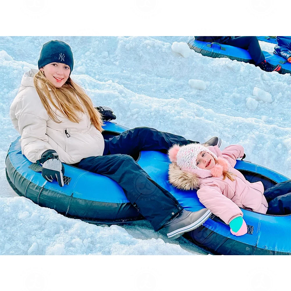 Inflatable Snow Tube, Thickened Sled for Skiing, Winter Games, Portable Snow Tubing, 120cm Diameter