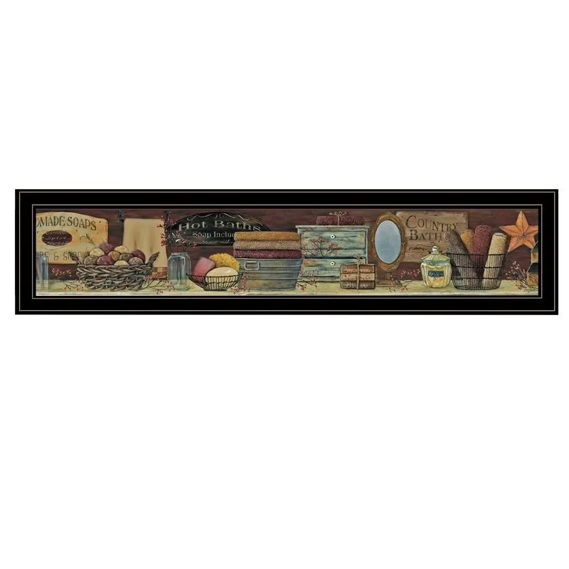 

Country Bath Shelf Framed Print, Black Frame, Ready to Hang