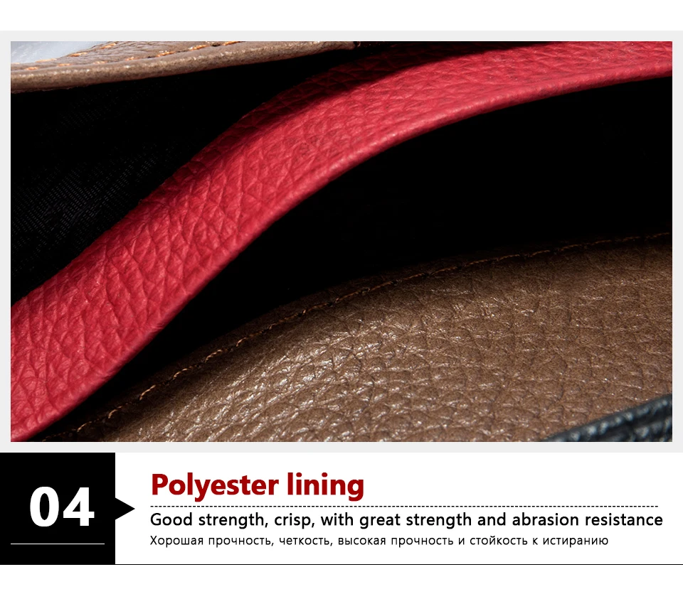 Nahast värvikad rahakotid polüestrist voodriga, millel on tugev ja vastupidav must, punane ja pruun nahk tihedas fookuses.