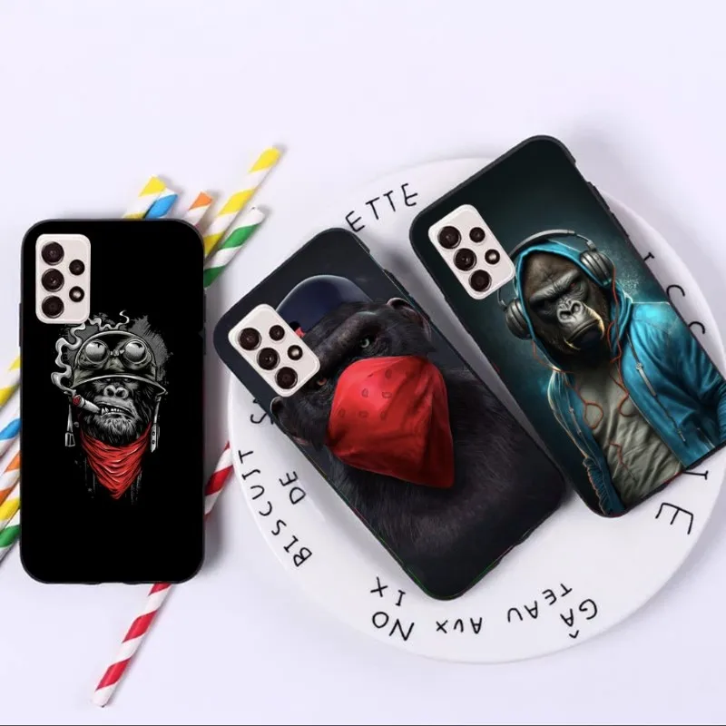 Monkey Orangutan Smart Phone Case for Samsung A91 A81 A73 A72 A71 A30S A20 A12 A13 A52 A53 4G 5G Black Soft Phone Cover Funda