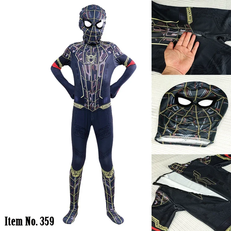 MARVEL Schwarze Spider-Man-Kostüme Blackening Spiderman Cosplay Bodys Overalls mit Kopfbedeckung Partykleidung Geburtstagsgeschenk