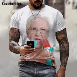 2022 Senior Lady Licking Popsicle Printed 3D T-shirt Kawaii Grandmother Funny T Shirt Men Women Summer Fashion Casual Clothes