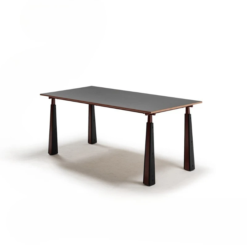 

Medieval solid wood dining table Nordic retro square table French black long dining table