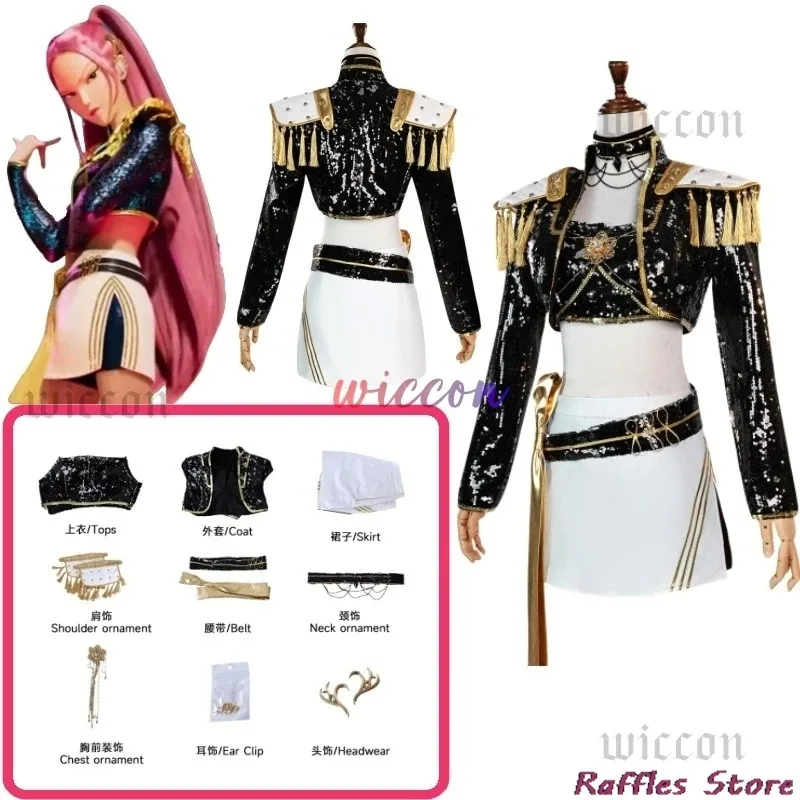 DY20Huntrix الذهبي شيطان الصيادين رومي تأثيري ميرا زوي زي مجموعة كاملة شعر مستعار Kpop التألق المرحلة ارتداء النساء هالوين لعب الأدوار