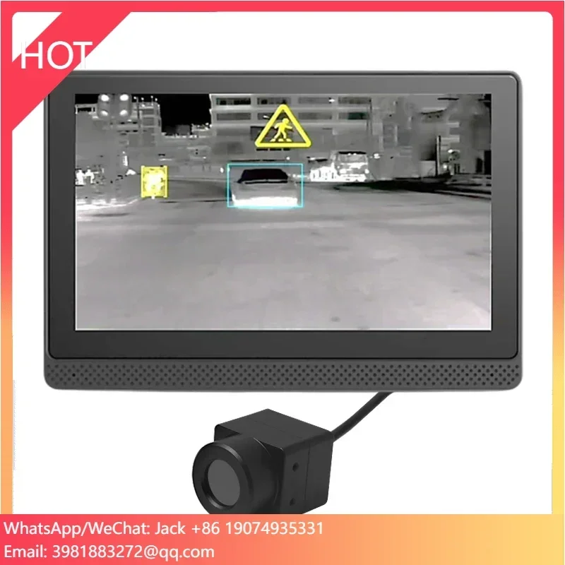 HDANIEE 7 pulgadas 500M detección sistema de visión nocturna 256*192 IR imagen térmica vehículo AI advertencia grabadora de vídeo Digital