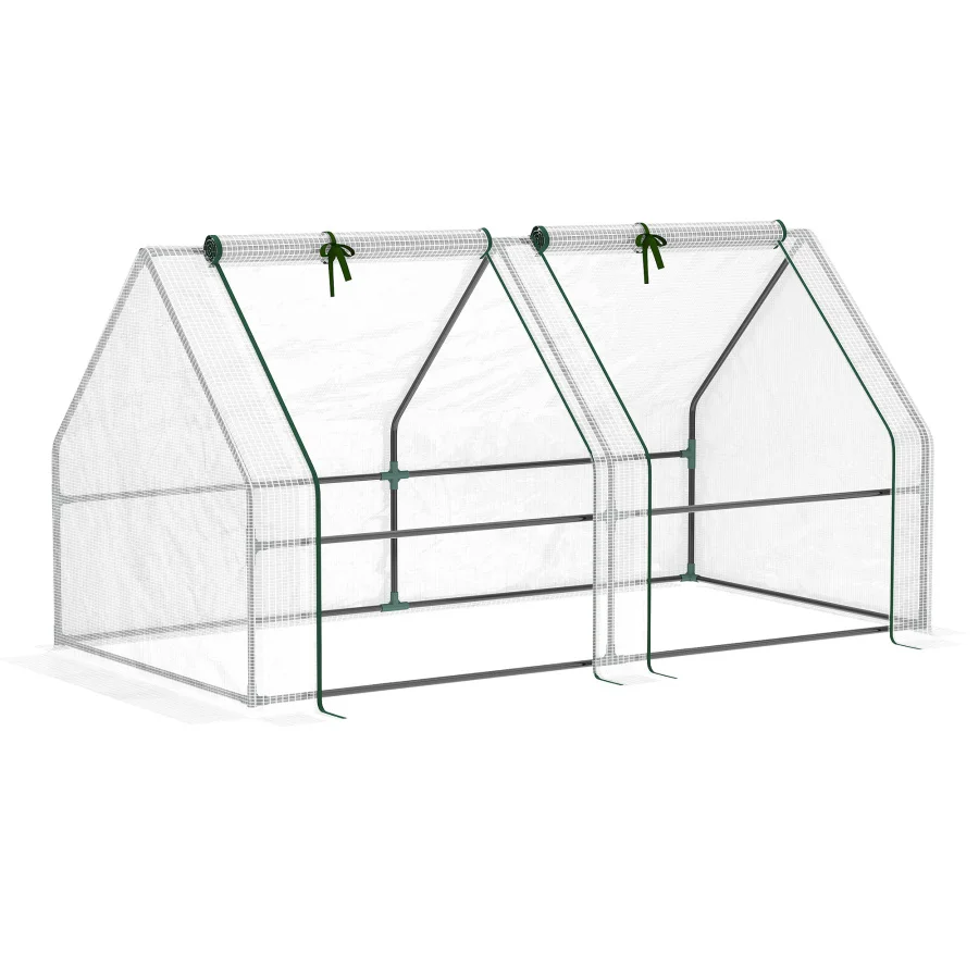 Outsunny 6' x 3' x 3' Portable Mini Greenhouse Outdoor Garden with Large Zipper Doors and Water/UV PE Cover, White For Garden,
