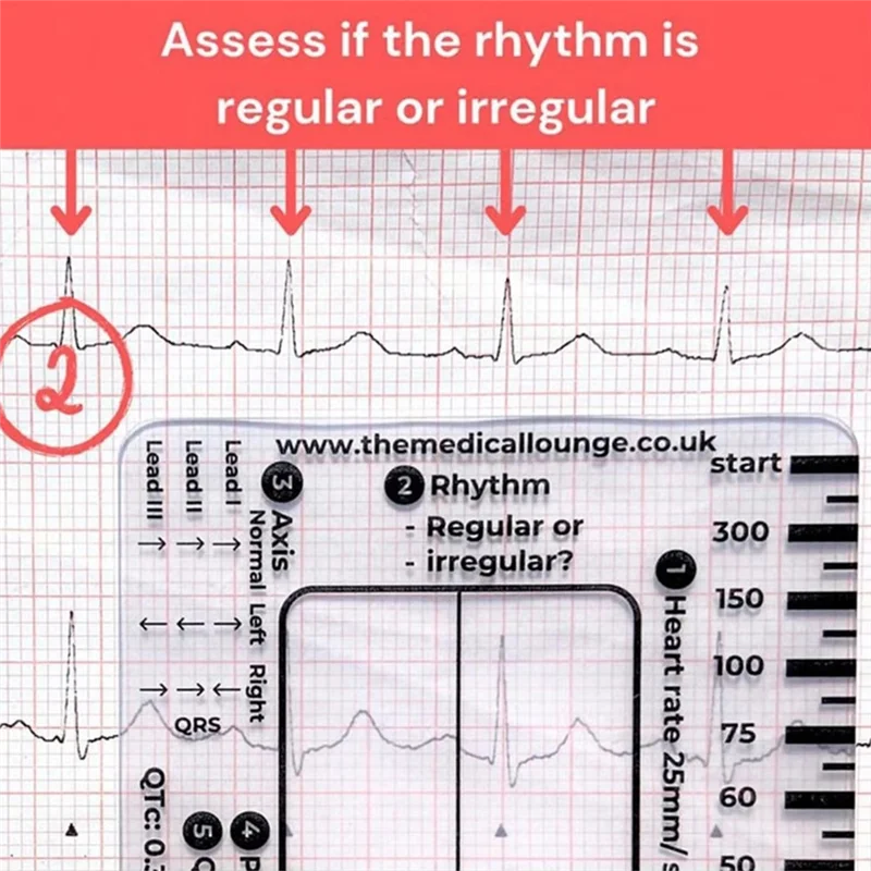 AED5-ECG 7 Step Ruler ECG Ruler Plastic Ruler Measuring Tool For ECG/EKG Interpretation Easy-To-Carry With 1 Protect Sheath