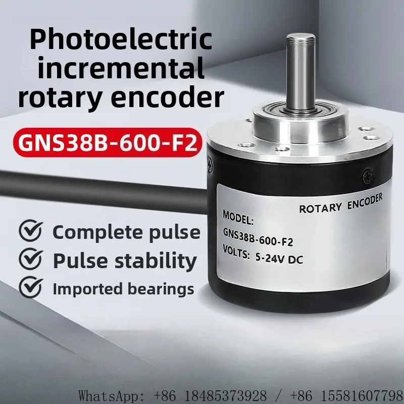 Incremental Rotary Encoder 38mm AB Phase 5-24V DC Waterproof Photoelectric Encoder for Industrial Automation Control