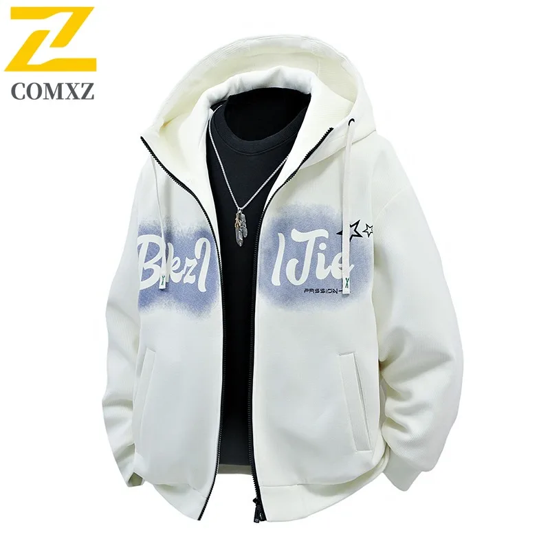 

COMXZ 2025 Мужская молодежная куртка с длинным рукавом, осенняя модная свободная посадка, легкое удобное водонепроницаемое ветрозащитное пальто
