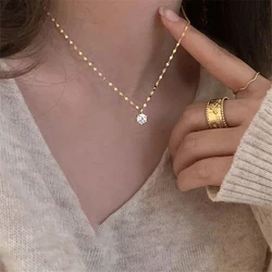 Shiny Fashion Zircon Simple Choker Pendant Necklaces Wedding Engagement Chains Jewelry Collana Bijoux Collares Collier Femme