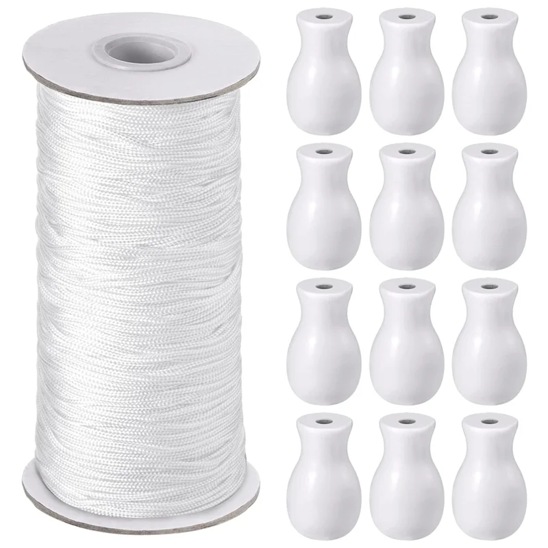 abjy-10936-ヤード-ローマンブラインドコード-ライド式リフトシェードコードと12個の木製ブラインドプルコードノブ-diyローマンブラインド用