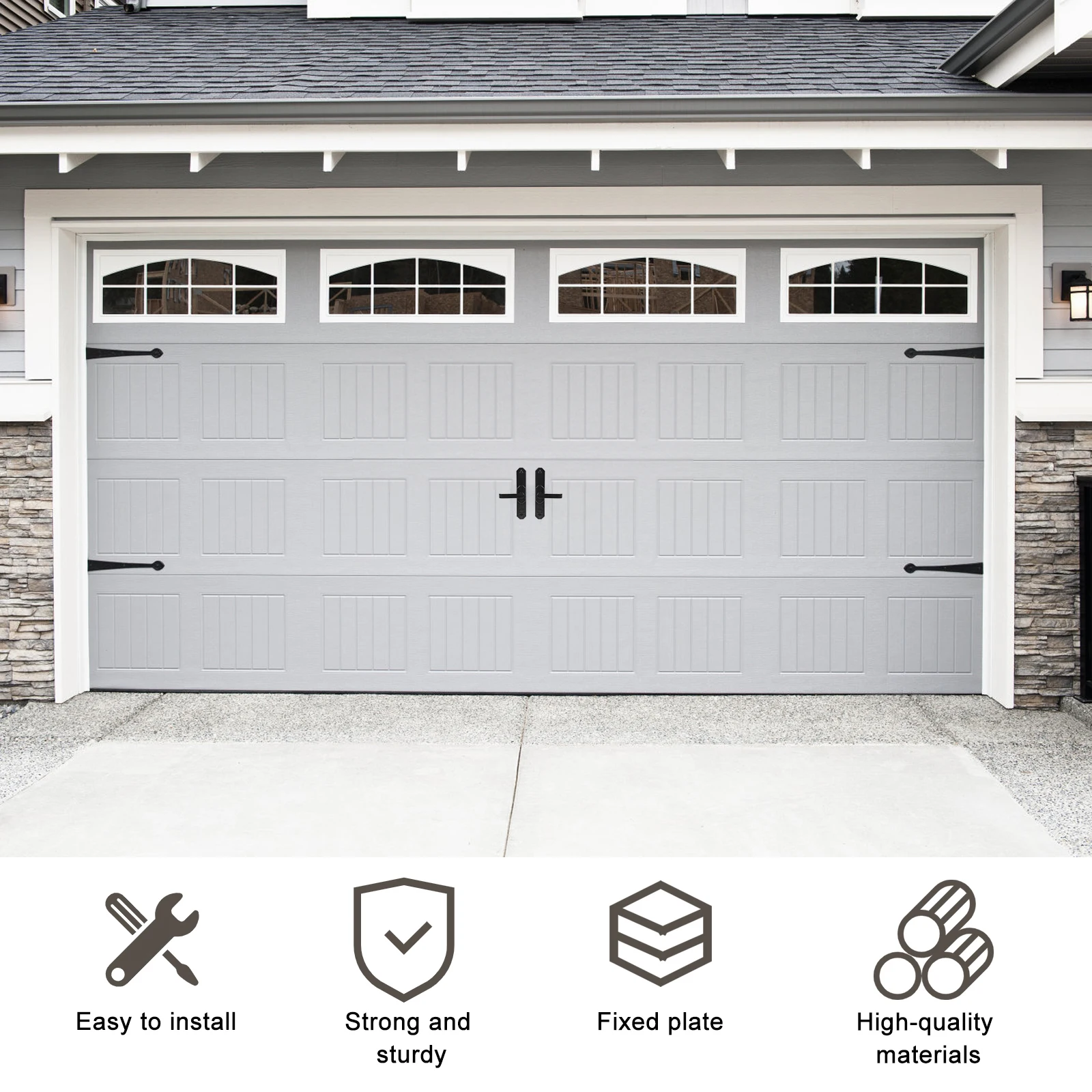 

1 set Magnetic Garage Door H Decorative Pull Knob Black Fake Rustic Smooth Sturdy Durable Hardware Door Lock
