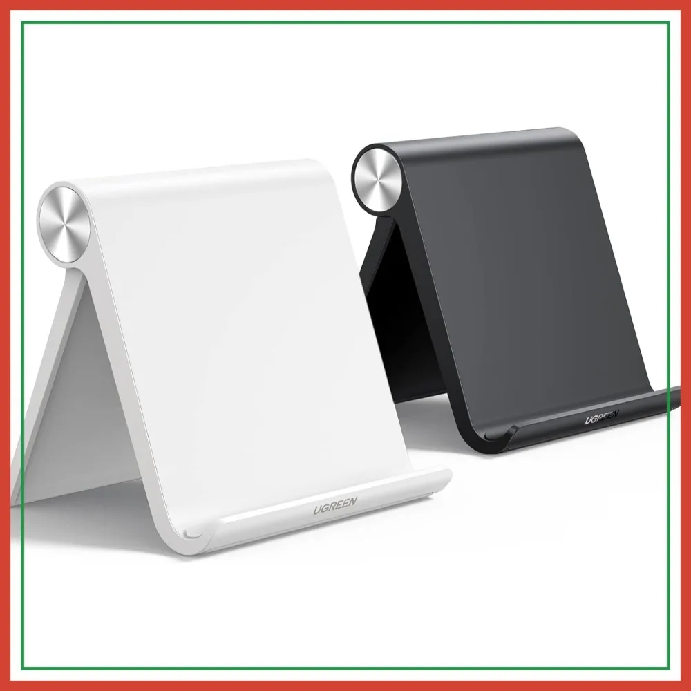

Adjustable Tablet & Phone Stand for Desk 2 Pack, Compatible with iPad 10.2 11 9.7 Pro Mini, Black/White
