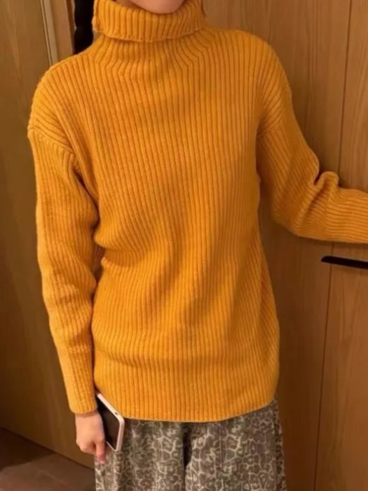 Koreaanse Sle dames verdikte hoge kraag losse gebreide trui winterbasislaag faionable innerlijke slijtage top